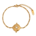 Bracciale in acciaio inossidabile placcato oro 18K con ciondolo a stella e gemma - Oro
