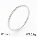 Minimalist 1mm silver titanium steel ring with micro-set crystals and polished finish - Style B (KR106518-K)