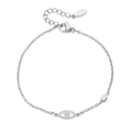 Bracciale minimalista in acciaio inossidabile con ciondolo occhio e zircone argento - Stile Malocchio (XN409-1)