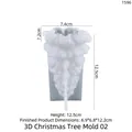 3D Christmas tree silicone mold with support frame for DIY candles and soap 12.5cm - Mirror Style Needle Leaf Tree / Milky White