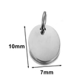 Oval silver stainless steel charm pendant measuring 10mm by 7mm for DIY jewelry - Oval (7x10mm) / Steel