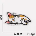 Detailed view of Calico cat embroidery patch with dimensions 6.3cm x 3cm and 1.3g weight - No.14 (Calico Cat)