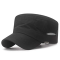 Schwarze Herren-Militärkappe mit atmungsaktivem Mesh und sportlichem Metallemblem - Verstellbar / Schwarz