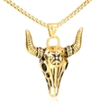 Collar con colgante de calavera de toro dorado para hombre con cadena de caja fuerte - Colgante Color Dorado (Sin Cadena)