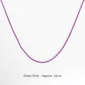 Purple stainless steel box chain necklace for women, 52cm single strand design - Purple Single Chain