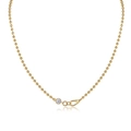 Collana di perline in argento sterling 925 dorato con ciondolo rotondo in moissanite - 45cm / Collana / Oro