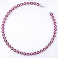Detailed view of silver flower necklace with pink crystals and clear zircon accents - Platinum Rose Zirconia Necklace (VL526)