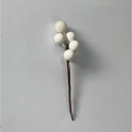 Artificial white berry branch with glitter and glossy finish for wedding candy boxes - White