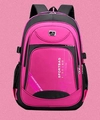 Pink waterproof travel backpack with multi-layer zippers and sporty logo details - 9057 Pink