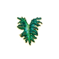 Tropische emaille lotusblad broche met goudkleurige rand voor kleding decoratie - CZ1619-3 (Donkergroen Hartvormig Blad)