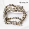 Polished natural labradorite irregular stone beads for DIY jewelry with blue flash - Grey Moonstone (Circumference Approx. 80cm)