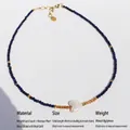 Lapis Lazuli Perlenkette mit einer weißen Barockperle in Herzform und Goldakzenten - Herzperlen Design (款1)
