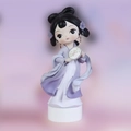 Cute girl figurine in purple and white Hanfu holding a traditional fan decoration - 1142-2 Medium Purple Skirt with Fan