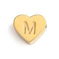 Golden stainless steel heart pendant featuring a 3D embossed letter M on a white background - Letter M (Gold)