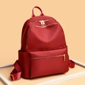 Waterproof red oxford cloth backpack for women with high-capacity and golden zippers - Small / Red