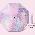 Children's automatic folding umbrella with Sweetheart Girl and unicorn pattern - 306 Automatic - Sweetheart Girl [Reflective Strip]