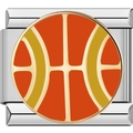 DIY basketball charm bead in orange and gold finish for modular elastic bracelet - 1298-Basketball-Light Red