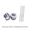 Lot de 10 bouchons argentés et 10 mèches en coton blanc pour diffuseurs d'arômes DIY - Couvercle Argent + Cœur Arôme 10 Jeux Chaque