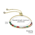 Adjustable gold bracelet featuring colorful marquise-cut zircons with a pull-string clasp - S2512-9 Mixed Color Rectangular Arrangement