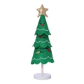 Sapin de Noël en tissu vert avec étoile dorée et broderies pour décoration de table - Vert