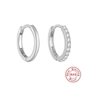 Elegantes pendientes de aro S925 de plata de ley con circonitas blancas en onda - Plata 925 / Platino-Estilo 6