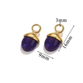 Purple natural stone water drop pendant with gold stainless steel bail and size markings - Lapis Lazuli