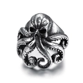 Vintage Punk Oktopus Totenkopf Ring aus Retro Silber Edelstahl mit Tentakel Details - US 9 / Polierter Silber-Stil