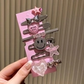 Lot de 6 barrettes roses et argentées avec cœurs, nœuds et strass brillants pour femmes - Y142 Coeur Clair Glacé Smiley Lot de 7
