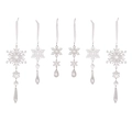 Set of 6 clear acrylic Christmas snowflake ornaments for holiday tree decoration - Clear