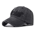 Vintage washed dark grey baseball cap featuring 3D New York embroidery and star details - Adjustable / Black
