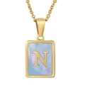 Blue Shell Letter N Style (With Chain)