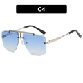 Lunettes de soleil carrées sans monture avec verres dégradés bleu clair et pont en argent - Double bleu