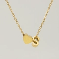 Collier minimaliste en acier inoxydable doré 18K avec pendentifs cœur et lettre S - Lettre S(S) / Or
