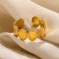 Detail of vintage 18k gold plated sunburst ring with oval beads on silk background - Retro Ellipse (JZ4837G)