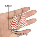 Detailed view of colorful acrylic Christmas tree earrings with size 5.9cm x 2.5cm - White Hook Christmas Tree