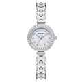 Montre femme MREURIO élégante avec cadran nacré et bracelet serti de cristaux - Cadran Blanc Bracelet Argenté