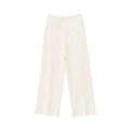 Pantaloni larghi bianchi minimalisti con un esclusivo design in tessuto plissettato - XS / Pantaloni Casual