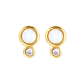 Orecchini minimalisti in argento S925 dorati con opale bianco e pietre di zircone - Oro