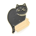 Broche en émail chat noir dans un carton avec détails dorés pour vêtements - Chat Noir dans la Boîte
