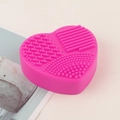 Heart-shaped rose pink silicone makeup brush cleaning mat with textured surface - Heart-shaped Dry Cleaning Box / Rose Red