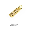 Gold rectangular love charm pendant with cubic zirconia inlay for jewelry making - Style 11