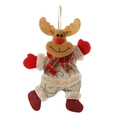 Addobbo natalizio a forma di renna in peluche con sciarpa a quadri e filo d'oro - Alce