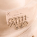Set of three heart shaped stainless steel earrings with sparkling zircon crystals - Heart Rhinestone Set
