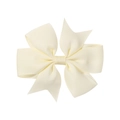 Handmade cream white ribbed ribbon bow hair clip with tiered design for girls - Off White