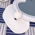 Quirky garlic shaped hair clip in glossy cream white resin with black duckbill clip - Garlic