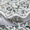 Bamboo-style cylindrical faux jade glass beads in white with light green accents - Green Khaki (Porcelain 6x12mm)