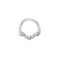 Silver winged nose ring with star detail and small gemstones on a white background - Star Wing / Silver