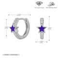 Detail of purple star-shaped 925 sterling silver earrings with 5A grade zircon stones - 925 Silver / Purple Drip Oil (Rhodium Plated 925 Silver)