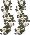 Detailed view of artificial eucalyptus garland with white peonies for wedding decor - 1.6m / White Vine