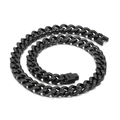 Men's hip-hop black matte curb chain necklace with a secure square buckle closure - Black Necklace 45cm (KN225443-Z)